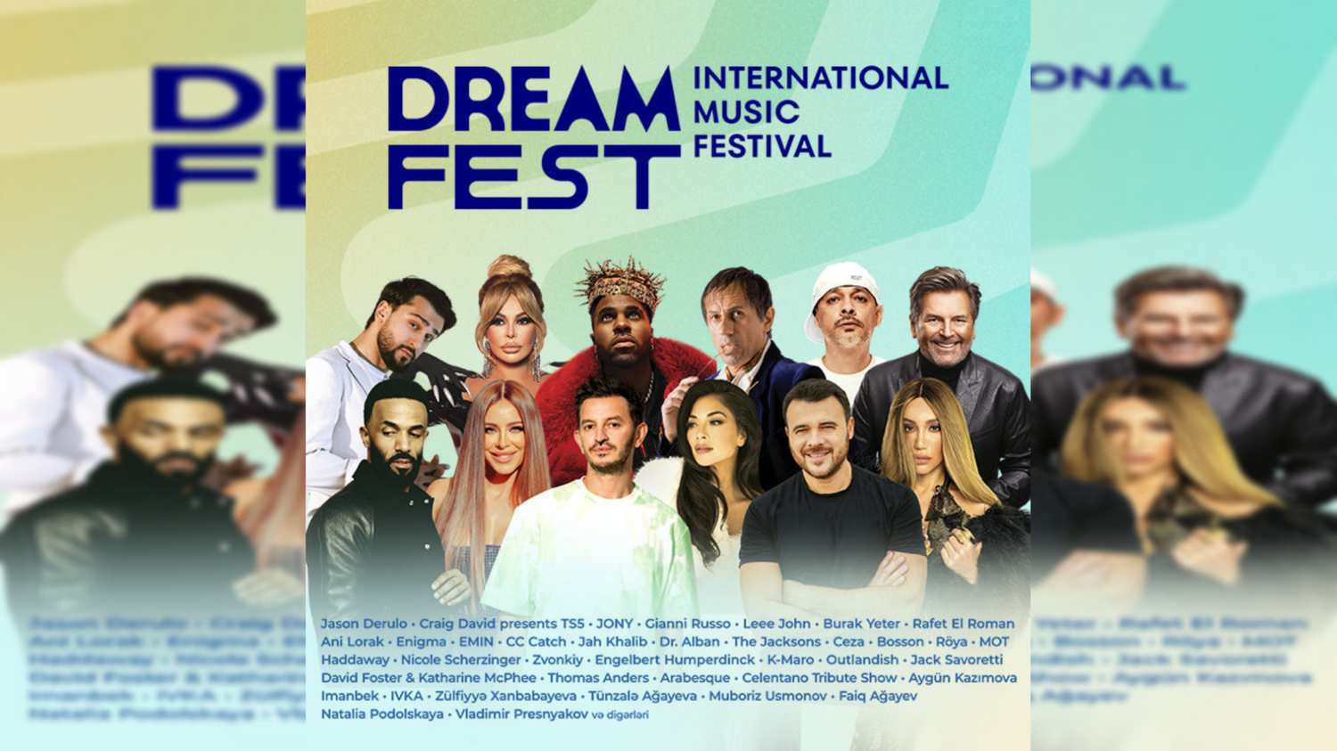 dream fest 2025 poster showing international and azerbaijani artists performing at the music festival in baku.