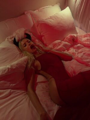 Lena Perminova Goes Viral on Instagram with Her Bold “Kiss Me or Run” Halloween Look 6 lena perminova turns heads on instagram with her “kiss me or run” halloween post 💋🎃