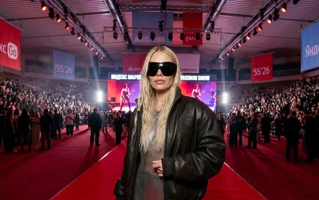 lena perminova at yandex market ss26 fashion show