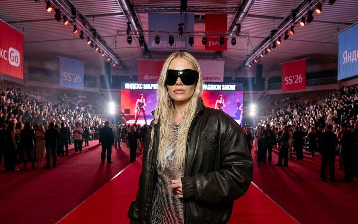 lena perminova at yandex market ss26 fashion show